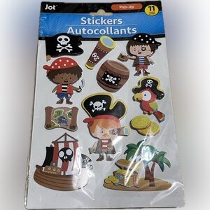 🍄NEW Pirate Pop-Up 3-D Stickers Decorative Stickers Craft 11 PCS Scrapbook Art